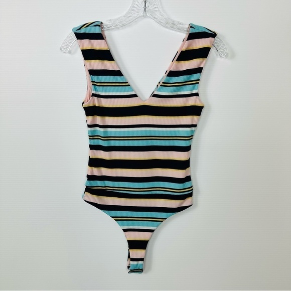 AFRM Moodi Striped V-Neck Bodysuit Size XS - Picture 3 of 11